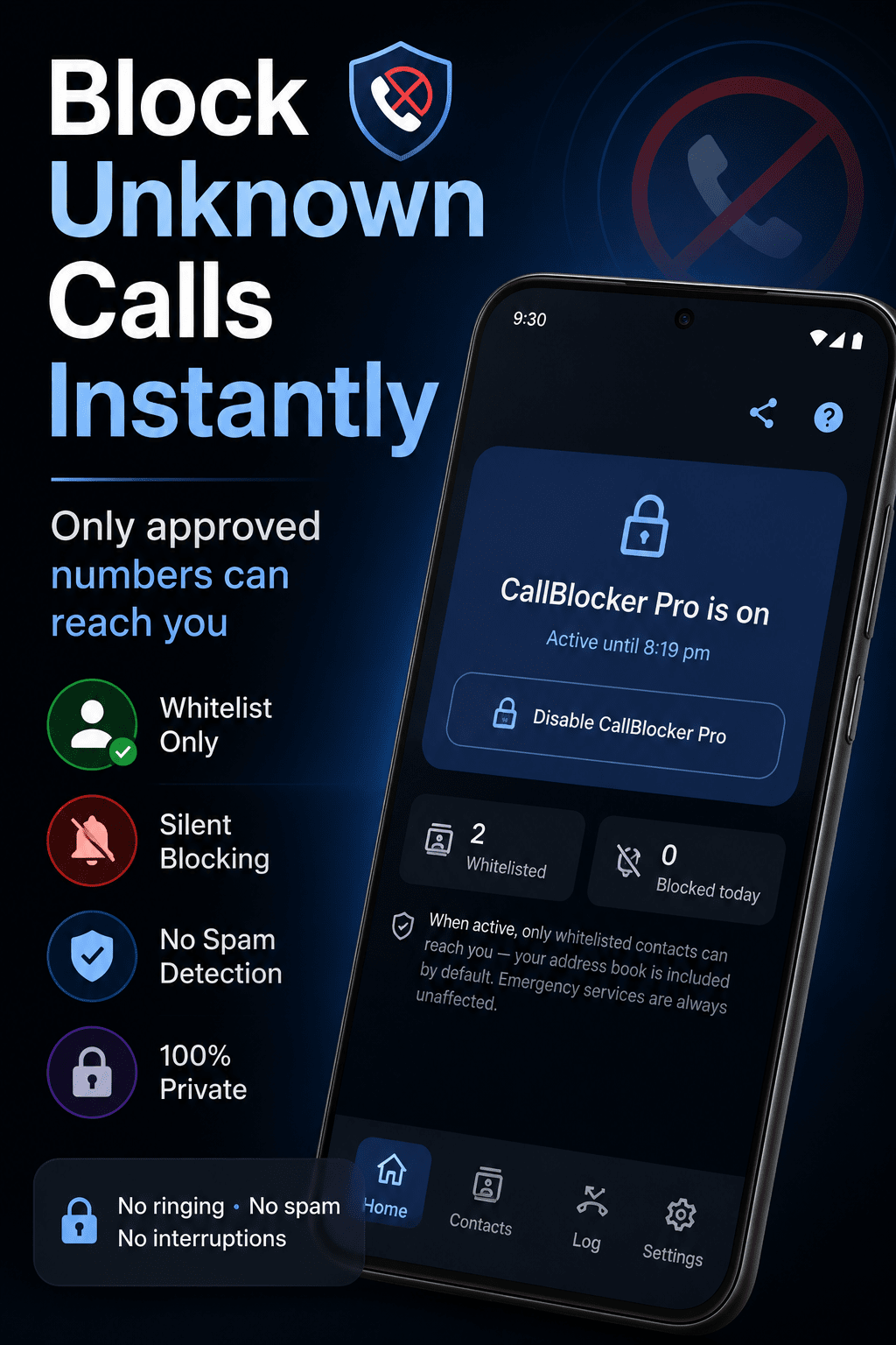 CallBlocker Pro home screen