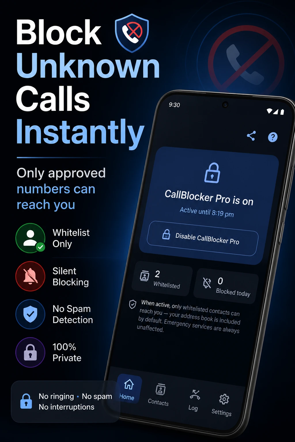 CallBlocker Pro home screen