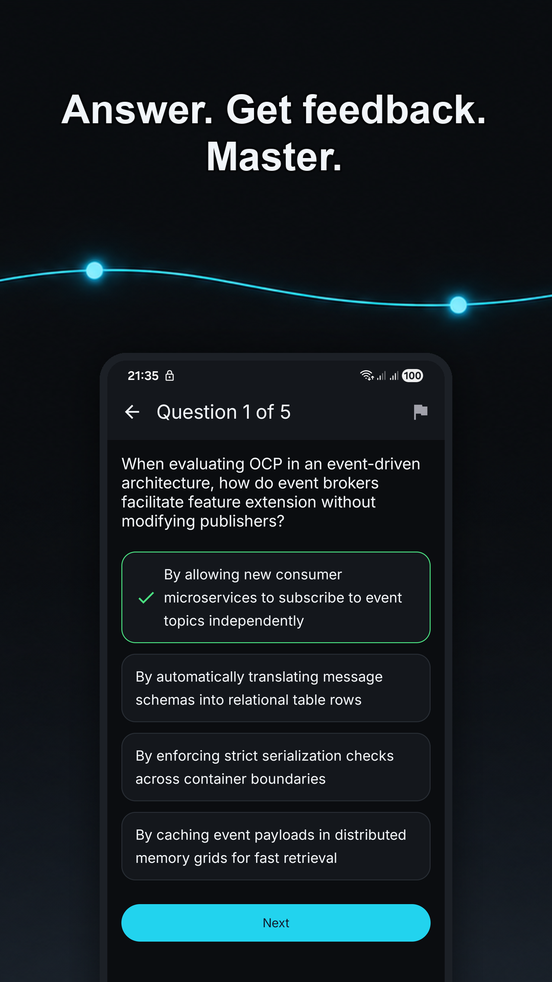 SWEPath practice quiz with instant feedback